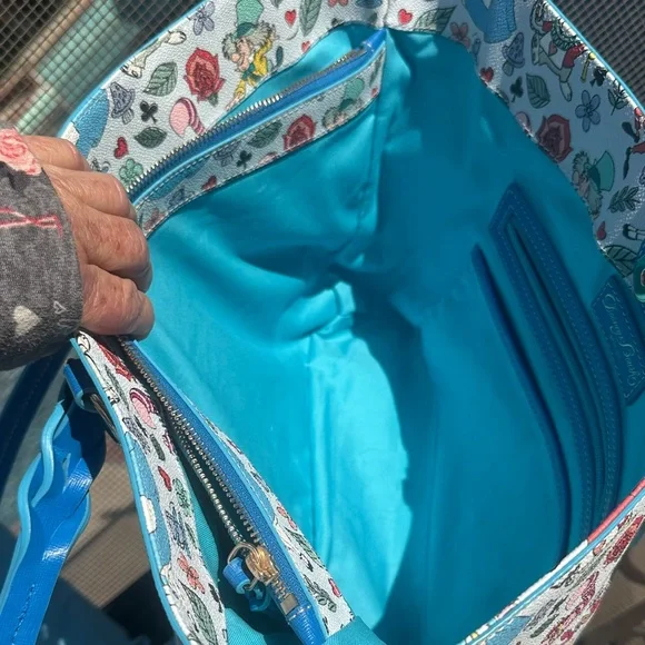 Dooney & Bourke Alice in Wonderland Tote with Blue Handles - Picture 4 of 7